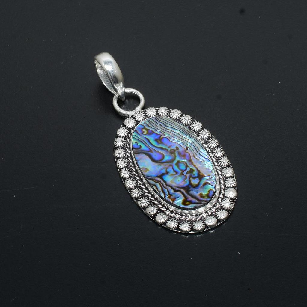Abalone Shell Gemstone Handmade 925 Sterling Silver Pendant Designer Jewelry Pendant Natural Abalone Shell Pendant Jewelry For Gifts