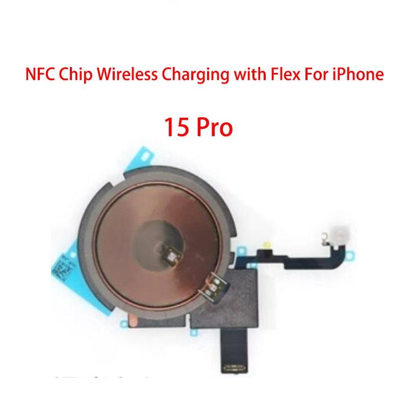NFC Wireless Charging Coil Sticker With Flash light Flex Cable Replacement part For iPhone 15 Plus Pro Max