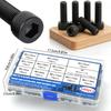 340pcs/M5 12.9 grade black anodized hex socket head cap screw, nut, and flat washer set; DIN912 metric bolt fastener set.