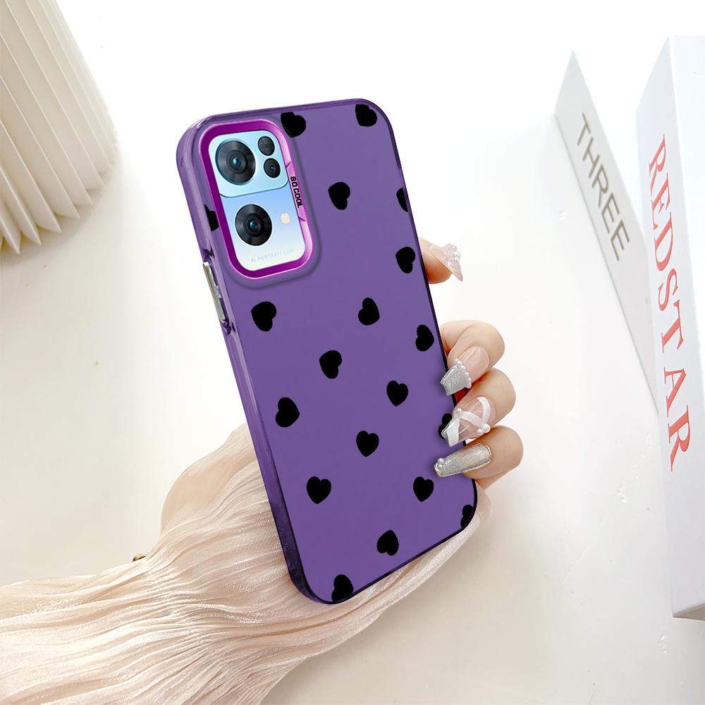 Окрашенный узор, цветной серебристый, двухсторонний, жесткий, противоударный чехол для телефона с защитой от падений для OnePlus OPPO Reno Realme