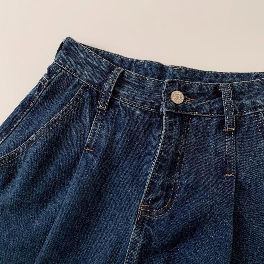 Plus-Size High-Waist Wide-Leg Denim Shorts for Pear-Shaped Women - Summer Slimming Pleated A-Line Hot Pants
