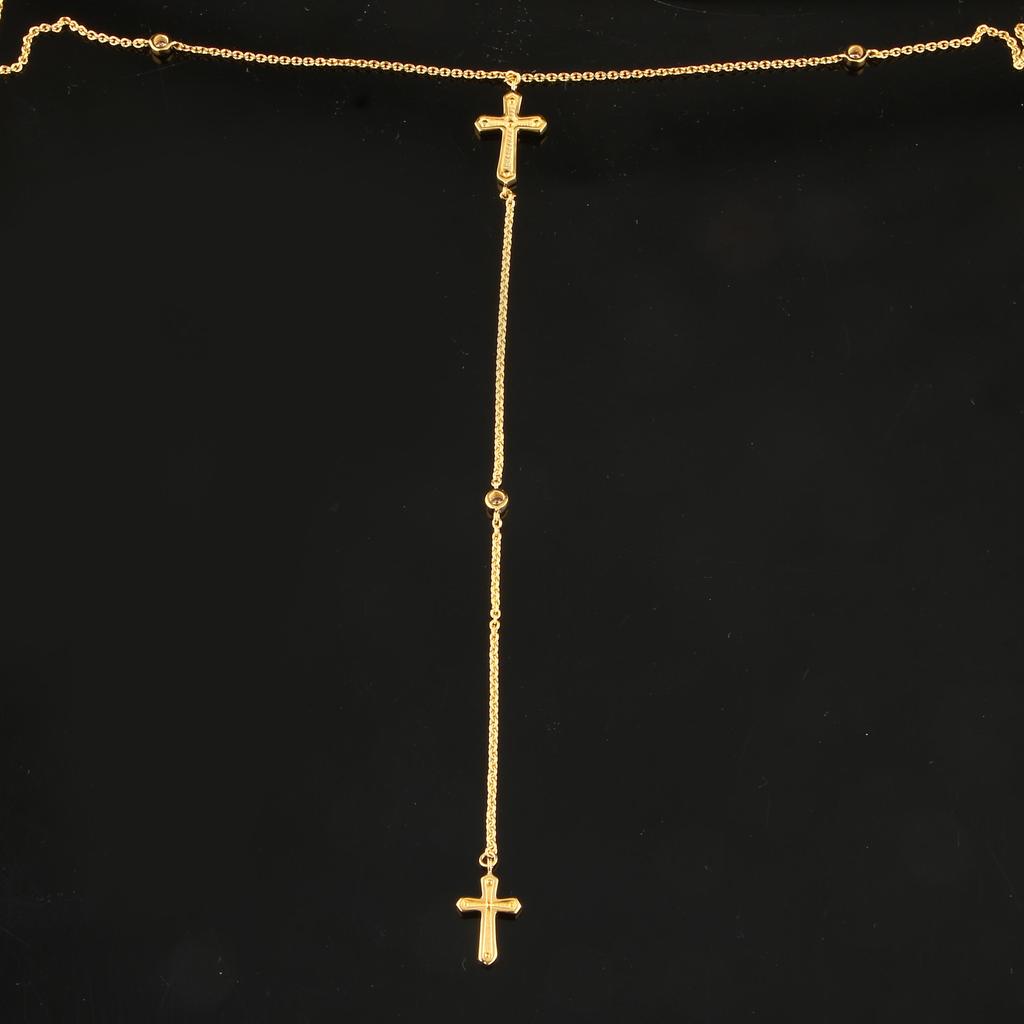 Cross Necklace 925 Sterling Silver Gold Plated Cubic Zirconia Jewelry Gift