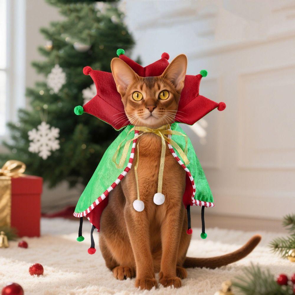 Soft Dog Christmas Cape Adjustable Pet Santa Costume Pet Clothes Pet Costume Scarf  Cat