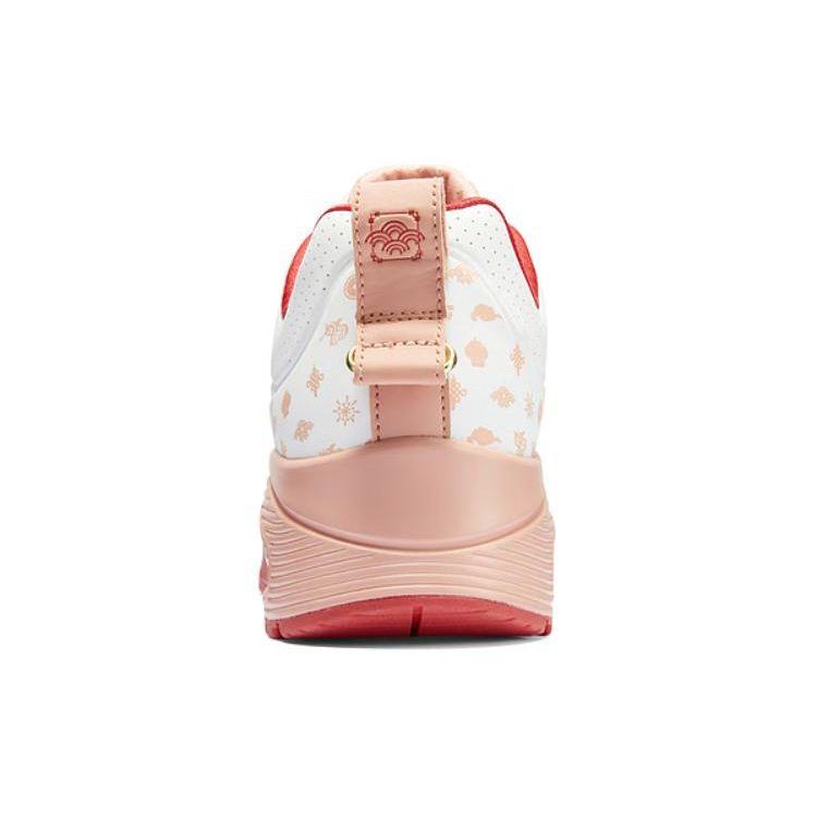 Skechers Tres-Air Uno Искусственная кожа Круглый носок На шнуровке Амортизирующие Прочные Поддержка Низкие Повседневные Кроссовки Женские Белый Красный 177920-WRD
