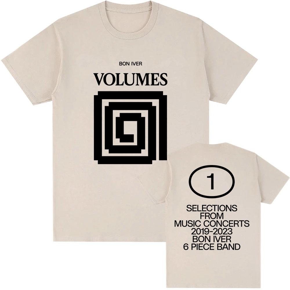 VOLUMES V1 Bon Iver Design T-shirt O-neck Summer Cotton Male Tees Unisex Streetwear Short Sleeve Loose Printing Tshirts Men Tops