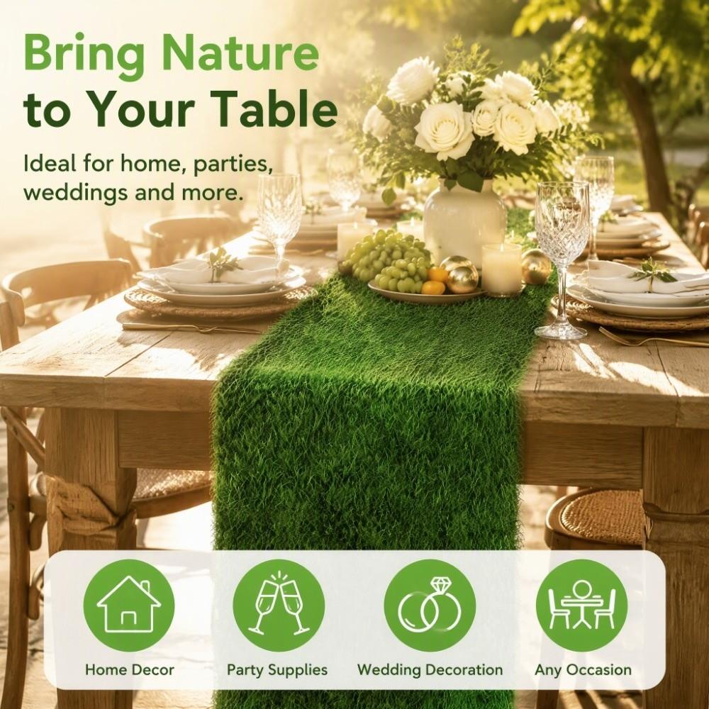 Rectangular Artificial Grass Table Runner Green Desktop Decorative Runner Football Parties