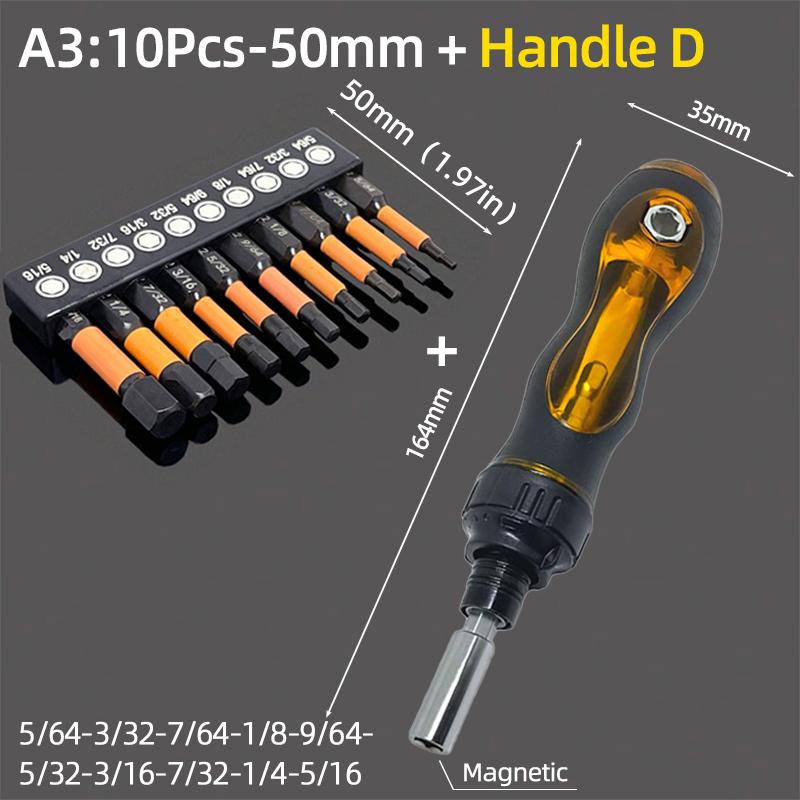 Набор отверточных бит с шестигранной головкой 50/100 мм, метрический, дюймовый, магнитный, S2, 1/4" шестигранный, Аллен, сверла, трещоточная рукоятка, ручные инструменты