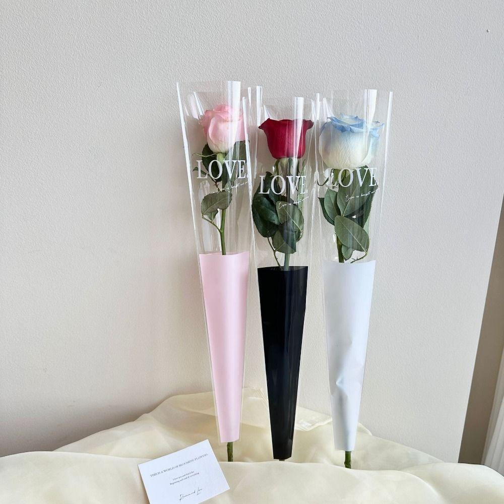 50Pcs Single Flower Flower Wrapping Bag Love Single Rose Sleeves New Bouquet Wrapper Party Supplies