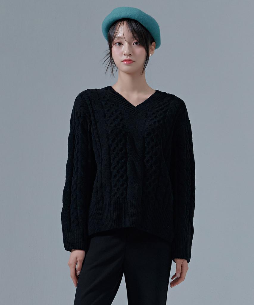 CHASECULT Women'S V-Neck Cable Sweater-Cfrg5276D03