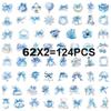 62/124 PCS Transparent PET Blue Personalized Graffiti Stationery Notebook Decor Stickers Luggage Water Cups Scooter Stickers