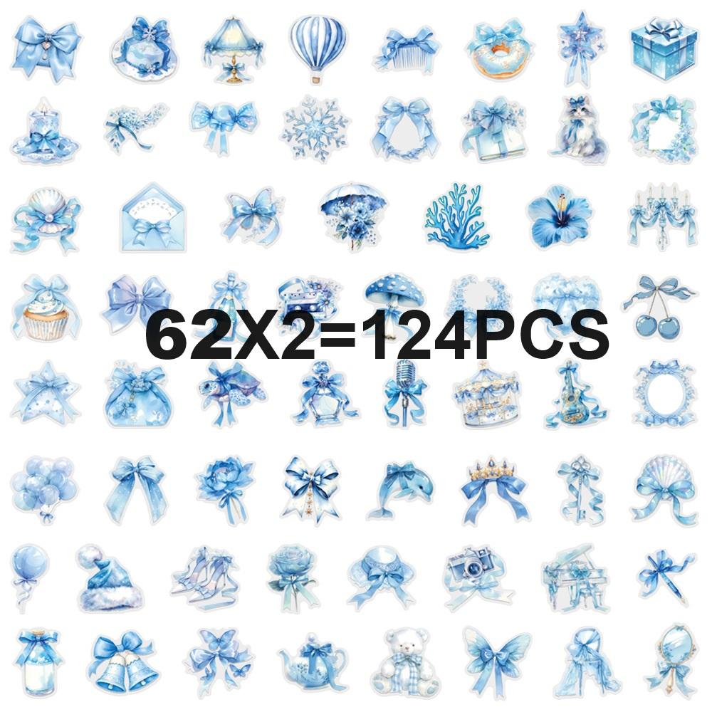 62/124 PCS Transparent PET Blue Personalized Graffiti Stationery Notebook Decor Stickers Luggage Water Cups Scooter Stickers