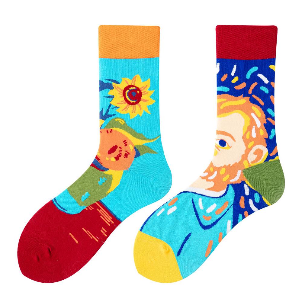 Asymmetric Colorful Christmas Cotton Socks for Couples