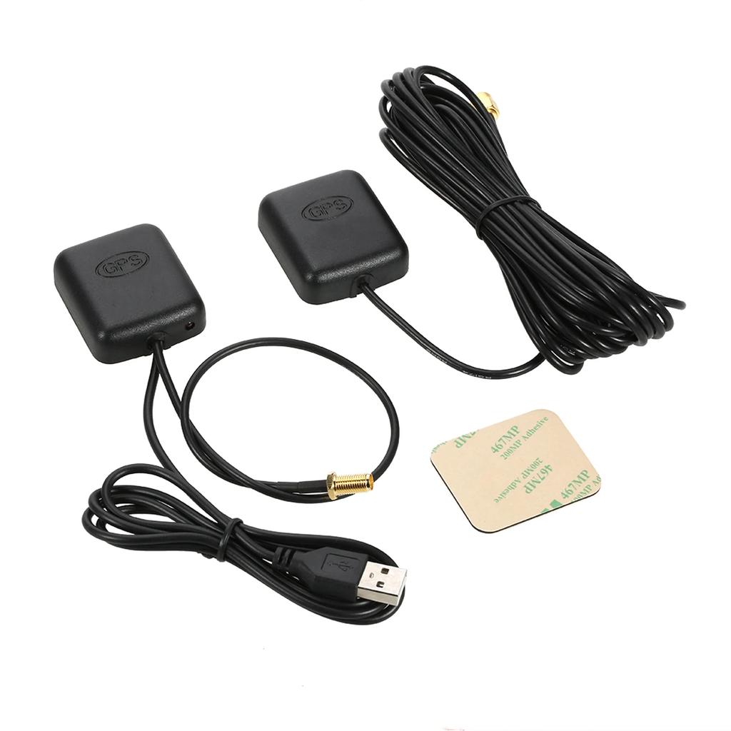 Автомобильный GPS-усилитель сигнала антенны с питанием от USB 5 В и кабелями 5 м/15 футов + 2 м/6 футов для GPS-приемника и передатчика, навигации