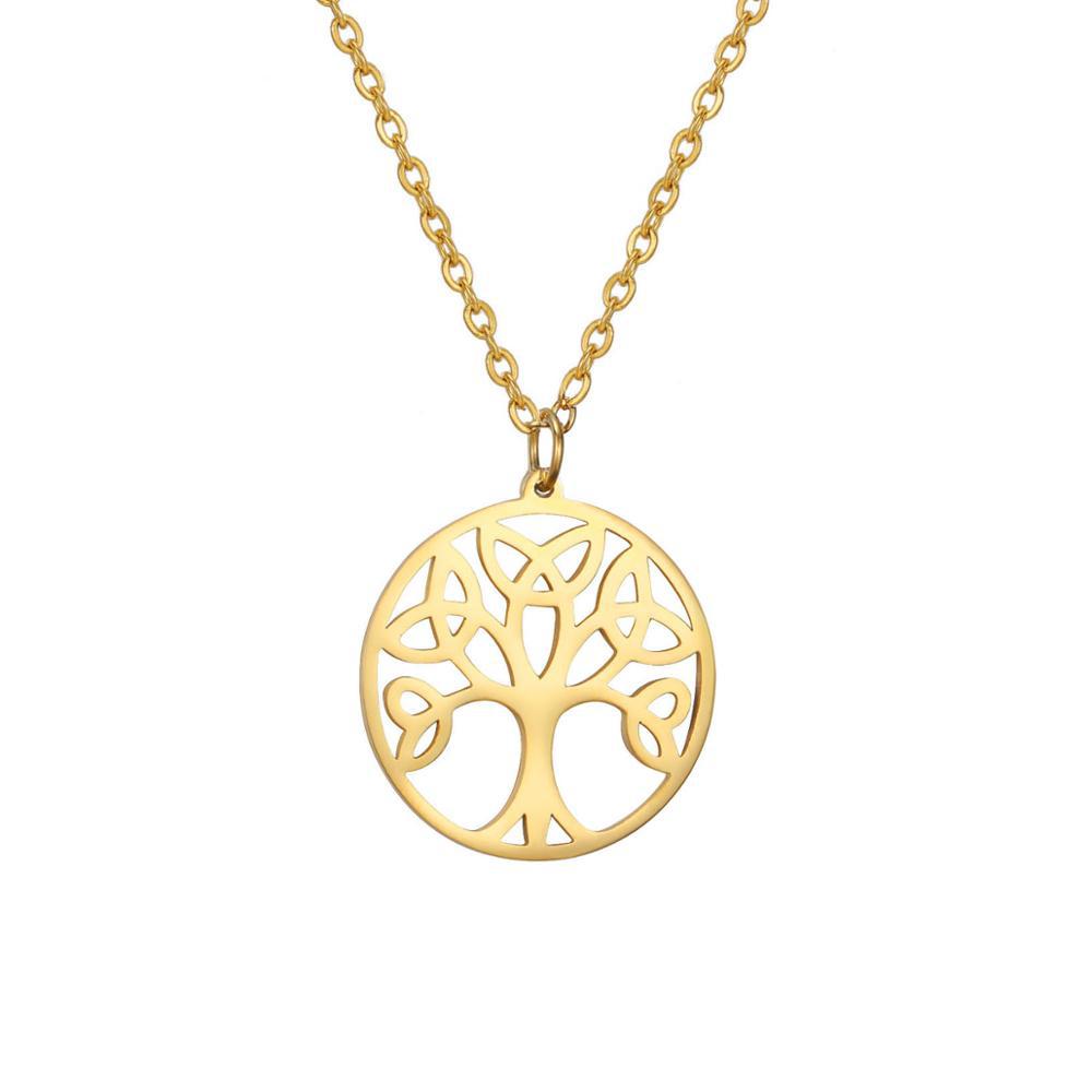 Fashion Life of Tree Necklace Stainless Steel Real Gold Electroplating Non-fading Pendant Jewelry
