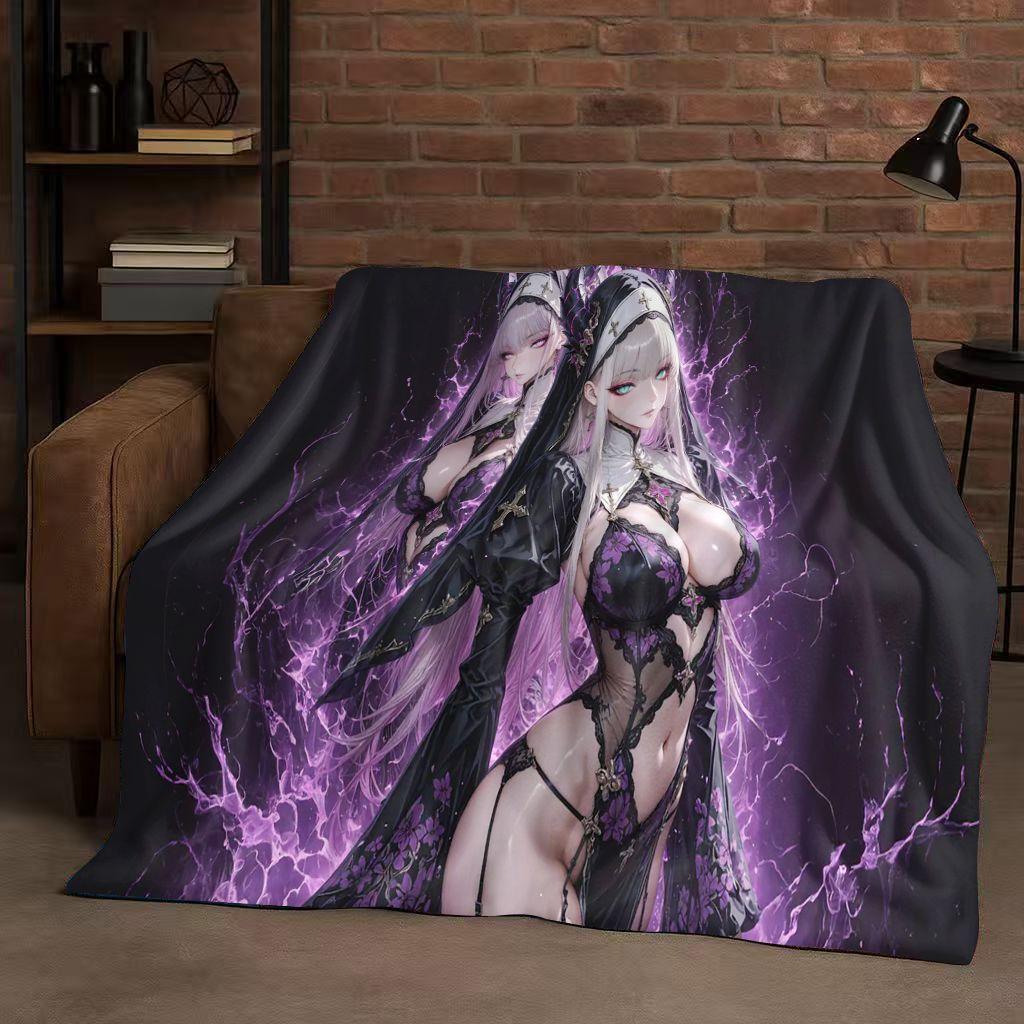 26 Style Gothic Dark Sexy Girls Cartoon Anime Characters Flannel Blanket,Soft Plush Throw for Home Bedroom Bed Sofa Cover Trave