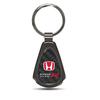iPick Image for - Honda Red Logo Civic Type R Real Black Carbon Fiber Gunmetal Black Metal Teardrop Keychain