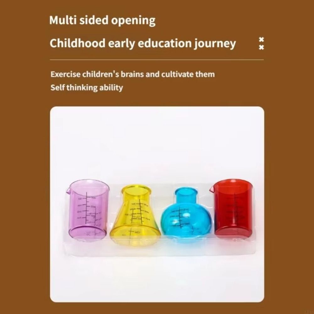 Educational Liquid Measure Tool 4 Colored Science Experiment Cups Mini Measuring Cups Kindergarten
