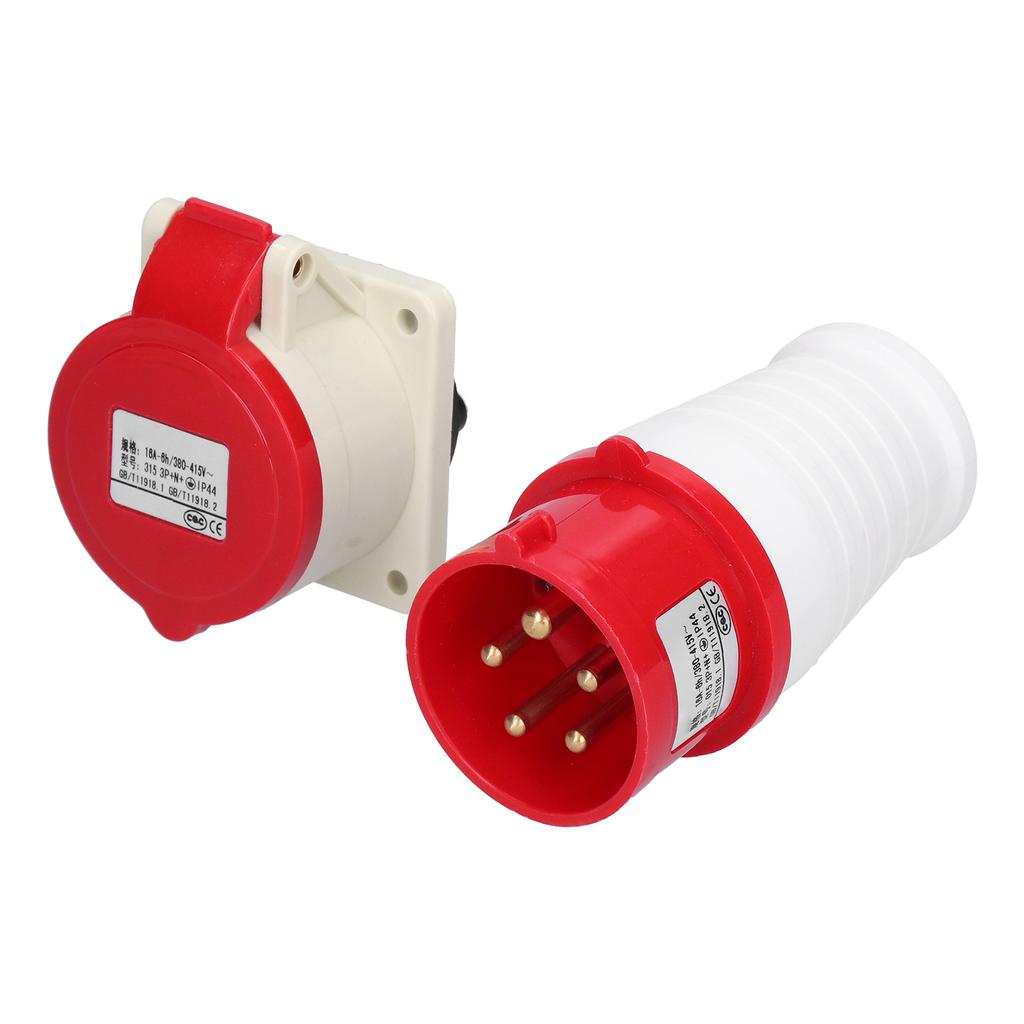2 Pcs 380V‑415V 16A Industrial Socket Connector Durable Power Industrial Circular Connector for Indu