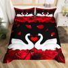Romantic Swan Duvet Cover Set King Wild Animal Comforter Cover Butterfly Floral Bedding Set For Valentine's Day Wedding Decor