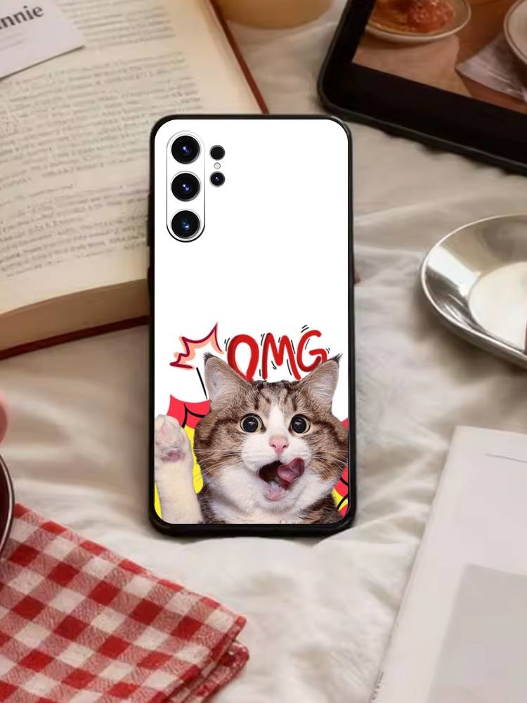 Goofy Silly Cats Big eyes Phone Case For Samsung S26,S25,S24,S23,S22,S21,S20,Plus,Fe,Lite,Others Black Cover