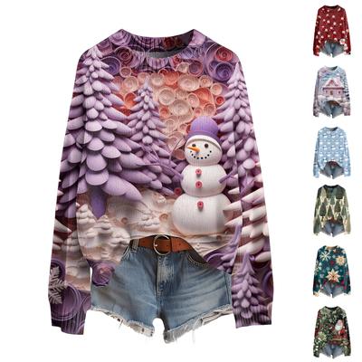 Женский смешной женский рождественский свитер с круглым вырезом, рождественский джемпер, рождественский наряд, уродливый свитшот, рождественский костюм