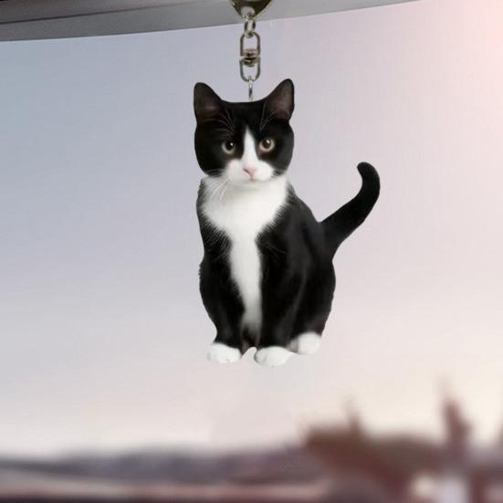 Акриловые брелки для ключей в виде кота, подвеска на зеркало заднего вида автомобиля, автомобильная сумка, кольца, подвеска, украшение для ключей в виде кота для салона автомобиля, аксессуары