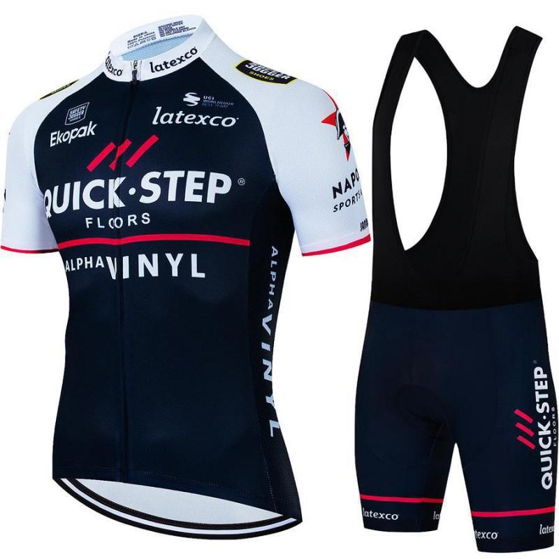 Quick Step Team Cycling Jersey Bib Shorts Set Men Women Breathable Ride Wear