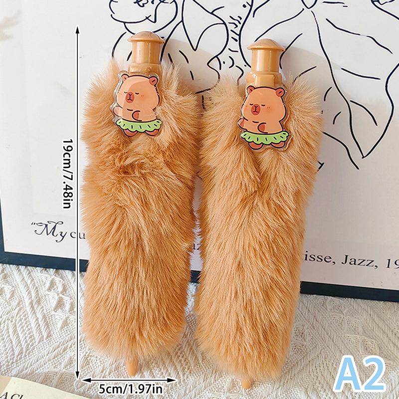 Cute Capybara Plush Pen Funny Super Large Press-On Gel Pen Quick Drying Soft Grip Stationery Writing Tool 0.5Mm Neutral Pen Gift