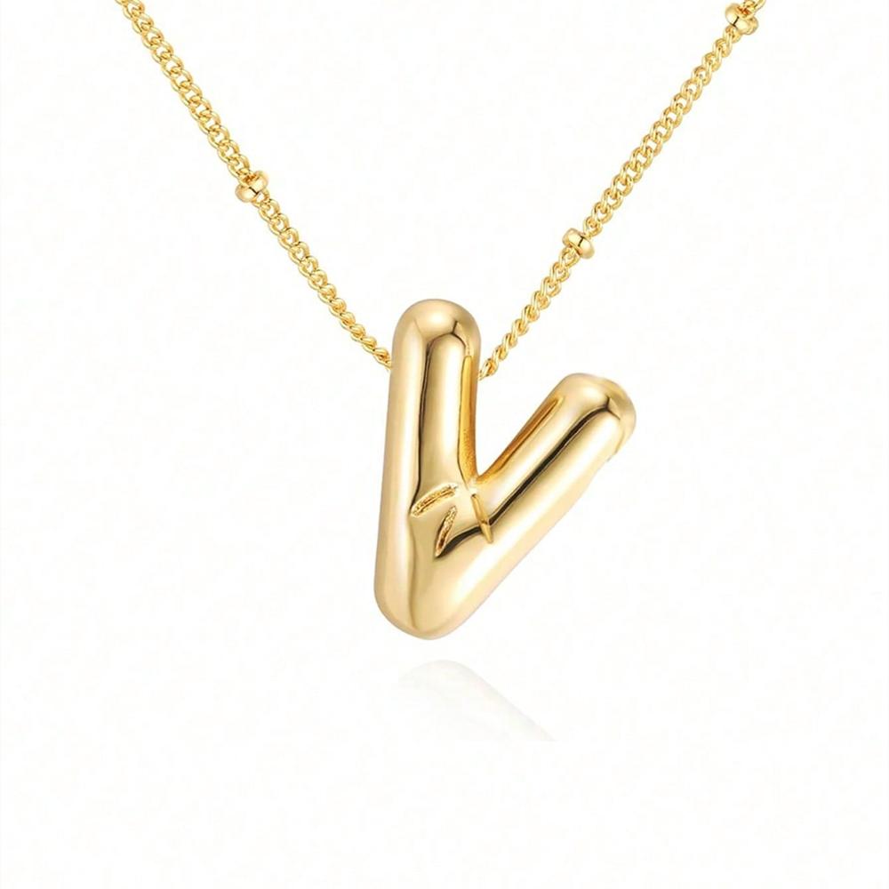 Винтажное ожерелье с подвеской в ​​виде воздушного шара и массивных букв для женщин, золотого цвета, 26 английских букв, инициалов, ожерелья, ювелирное изделие, подарок