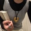 Elegant Hollow Stone Pendant PU Strap Personalized Sweater Chain  Sweater Decor