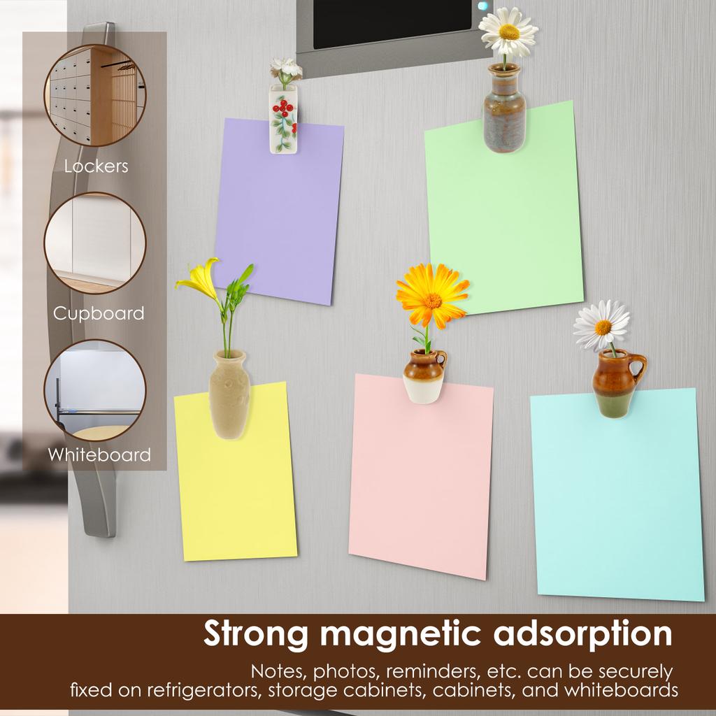 3/5Pcs Ceramic Mini Vase Fridge Magnet Versatile Secured Absorbing Plant Vase Refrigerator Magnet for Kitchen Office Decoration