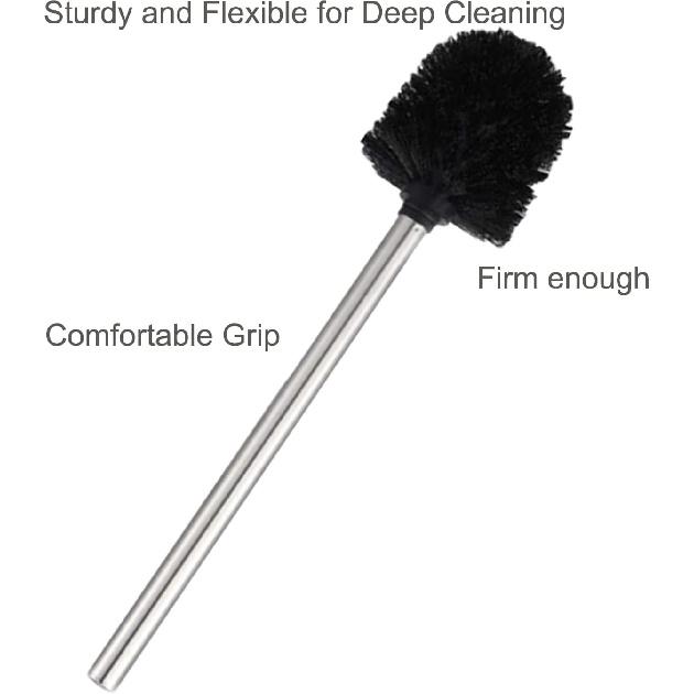 4PCS Toilet Brush Toilet Brushes Flexible Toilet Bowl Brush with Stainless Steel Handle for Bathroom Cleaning. (Black)