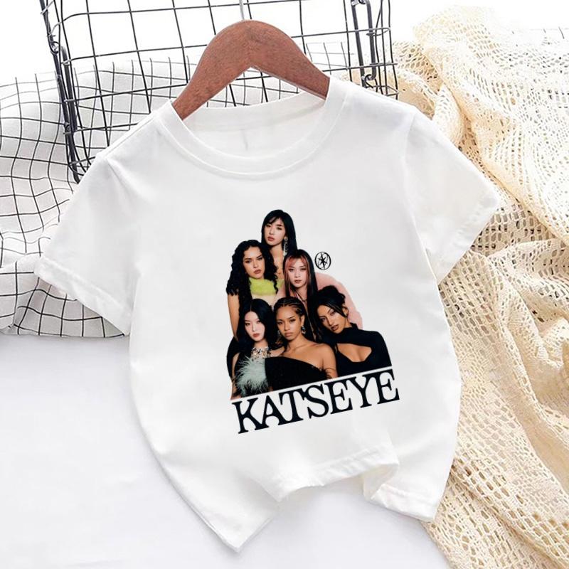 Katseye Print Fashion Kids T shirt Girls New Summer Streetwear Tops Casual Baby Boys Clothes Children Short Sleeve T-shirts