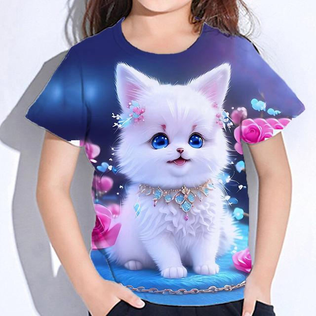 Cute Furry T-shirts Girl 3d Print Animals Kids Tops Autumn Korean Children's Clothing Child Tee Shirt  Fashion 23 Style