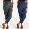 S-5XL Autumn Women High Waist Solid Color Wrap Pants Harem Pants Casual Loose Trousers