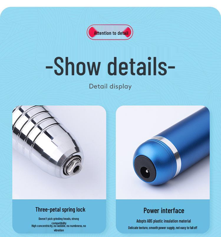 Портативная USB дрель для ногтей 35000 об/мин с дисплеем и средством для удаления кутикулы