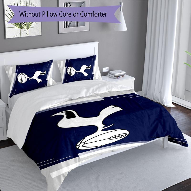 3pcs Tottenham Hotspur F.C Duvet Cover Set, Includes 1 Duvet Cover and 2 Pillowcases,Skin-Friendly&Comfortable Fabric,Suitable Bedding Sets