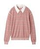 Lily Brown Striped Polo Knit Top Pink Women's (LWNT251114)