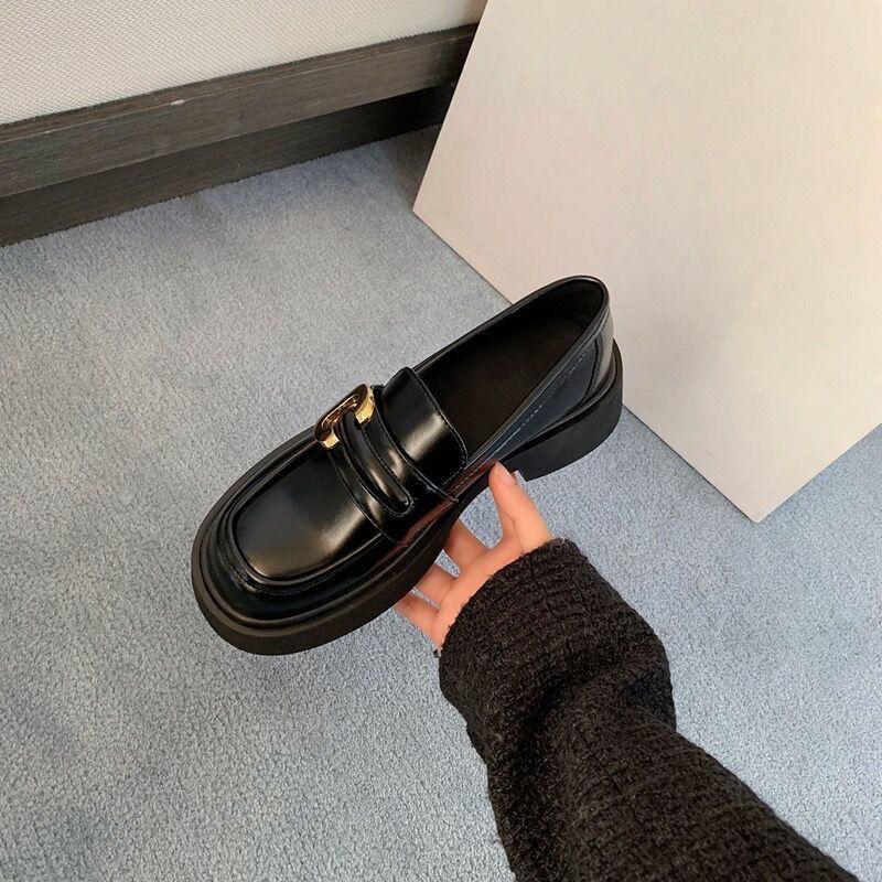 Маленькие кожаные туфли женские в британском стиле на толстом каблуке, женские туфли на платформе, корейская версия студенческой женской обуви, универсальные