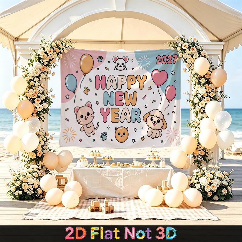 Party Backdrop New Year Animal Flat Cute Multi Layered Celebrations Photo Booth Decor Front Door Decor
