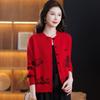 Women's Jacquard Wool Cardigan: Autumn/Winter Knitwear for Stylish Middle-Aged Mothers