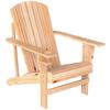 Adirondack Garden Chair with Cup Holder, Garden Lounger, Balcony Chair, Solid Wood, Natural, 72 x 95 x 93 cm