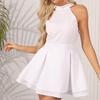 Ladies Sexy High Waisted Sleeveless Hanging Neck Backless Party Dress