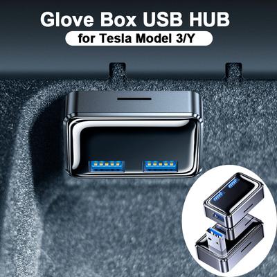 Для Tesla Model 3 Y Перчаточный ящик USB-концентратор Порты Model3 2023 2022 Перчаточный ящик Mini Cube USB-адаптер Док-станция Аксессуары для интерьера