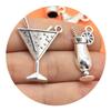 60pcs Metal Silver Color Glass Grape Bottle Opener Bottle Wine  Charms Pendant Craft for Bracelet Necklace Jewelry Making
