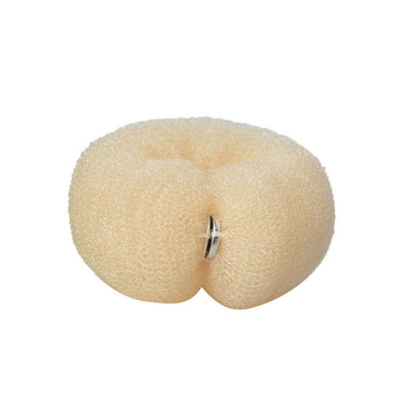 Женское нейлоновое кольцо для волос с пряжкой, сплошной цвет, длинная полоска в форме пончика, булочка, аксессуары для волос