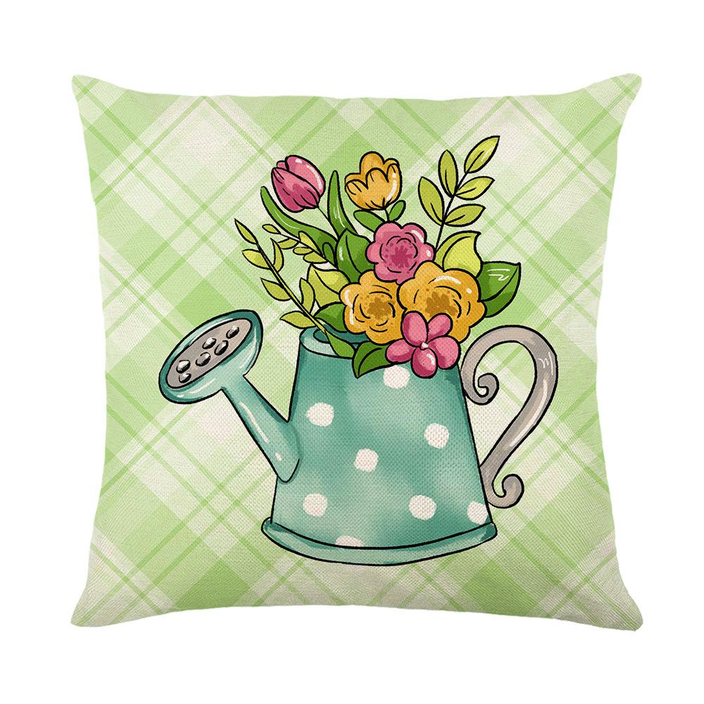 New Spring Printed Pillow Cover Polyester Letter Flower Bouquet Home Cushion Cover Bedroom Cushion Cover