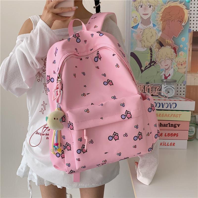 Schoolbag new Japanese-style cute girl's backpack, haha fun lightweight backpack, versatile for students, middle and high school students