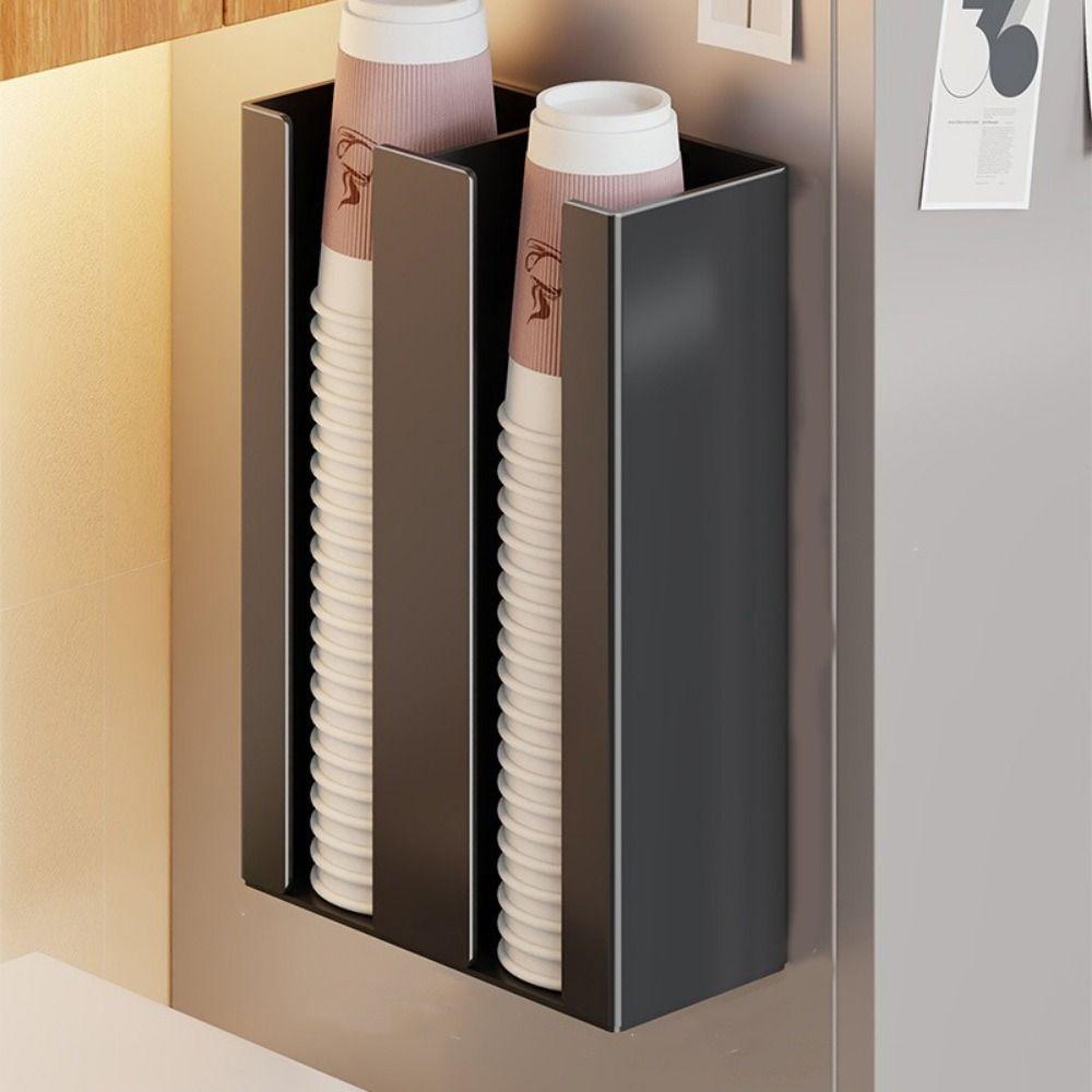Iron Paper Cup Dispenser Large Capacity Cup Storage Rack Durable Paper Cup Organizer Refrigerator