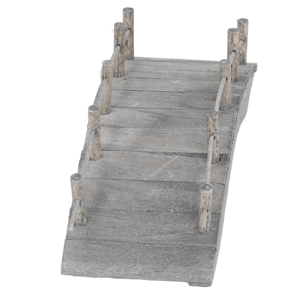 Mini Wooden Arch Bridge 1:12 Dollhouse Arc Bridge Miniature Landscaping Ornaments with Railings